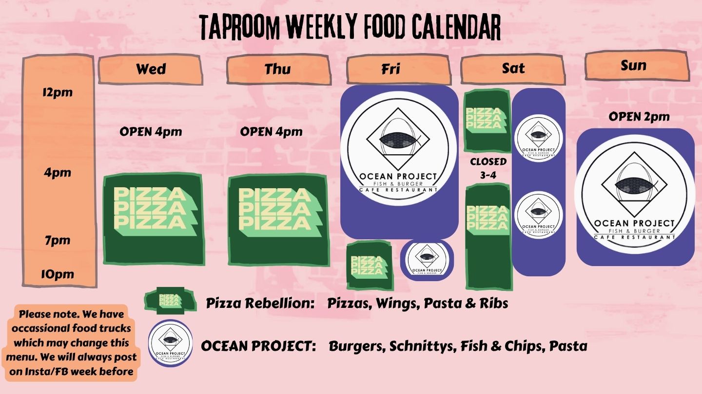 Taproom Weekly Food Calendar